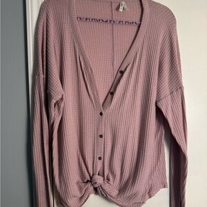 Mudd Lavender Waffle Knit Cardigan